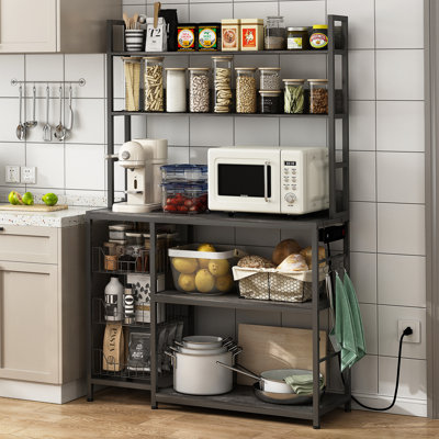 Skyline Decor 14'' Solid Wood Standard Baker's Rack with Microwave